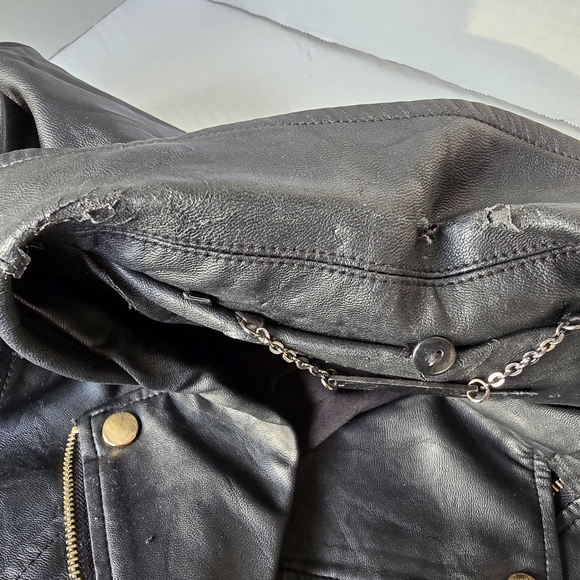 Vintage Buffalo David Bitton Vegan Faux Leather Black Moto Style Jack Medium - Picture 10 of 10